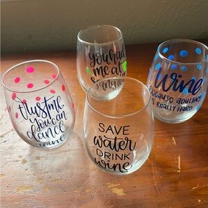 Polka Dot Stemless Wine Glass Set
